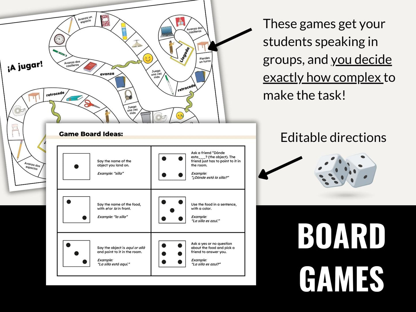 Classroom Objects Vocabulary Games in Spanish