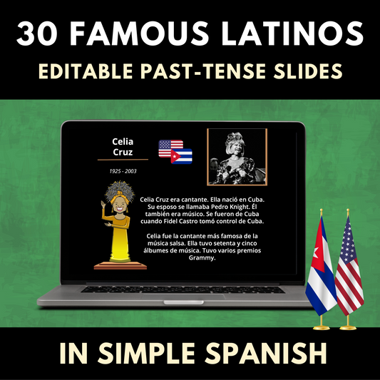Famous Latinos Slides in Spanish Past Tense (Hispanic Heritage Month)