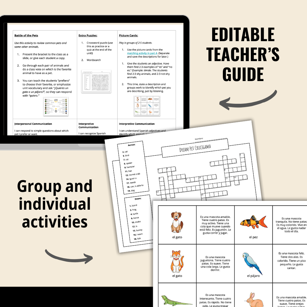 My Dream Pet Elementary Spanish Unit