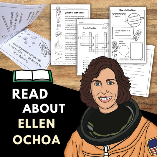 Ellen Ochoa Mini-Book, Reading Texts, & Activities in Spanish and English (Elementary)