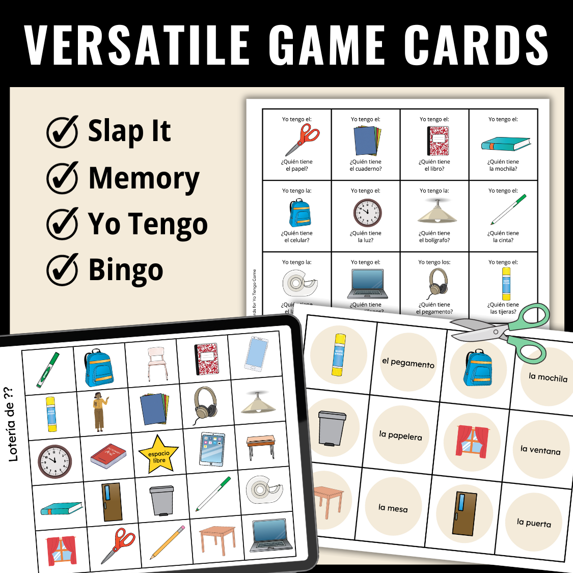 Classroom Objects Vocabulary Games in Spanish