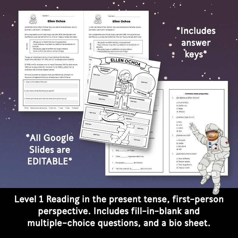 Ellen Ochoa Reading Passages and Activities in Spanish (Secondary)
