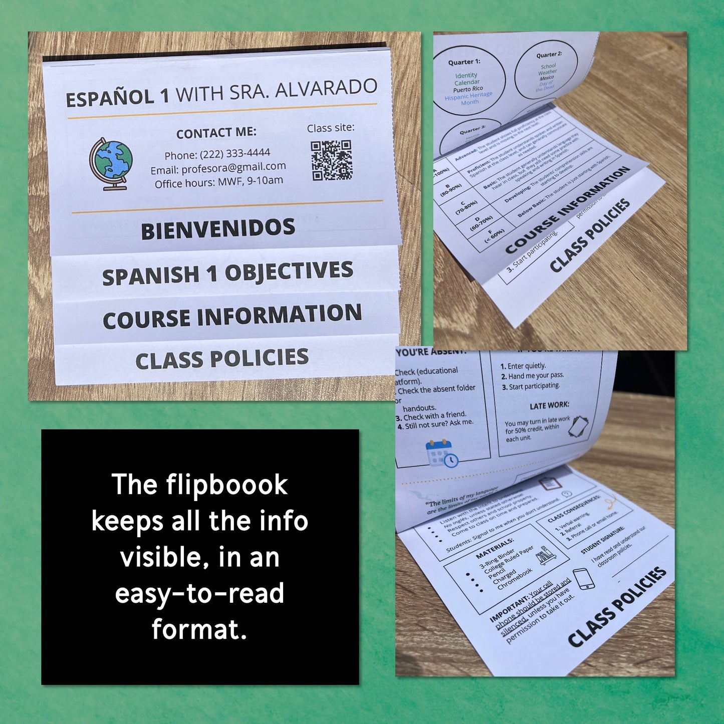 Editable Syllabus Flapbook for Spanish Class (for Interactive Notebooks)