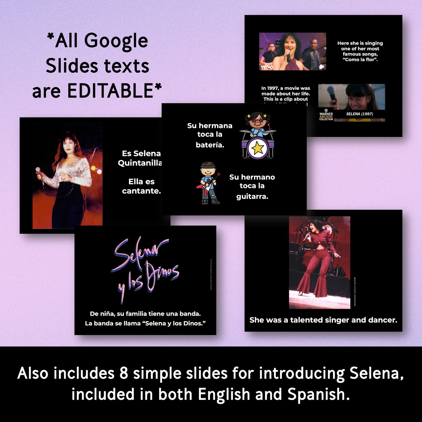 Selena Quintanilla Mini-Book, Reading Text, & Activities in Spanish and English