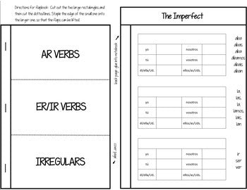 Spanish Interactive Notebook Verbs Flapbook (The Imperfect)
