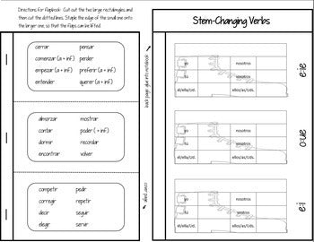 Spanish Interactive Notebook Verbs Flapbook (Stem-Changing Boot Verbs)