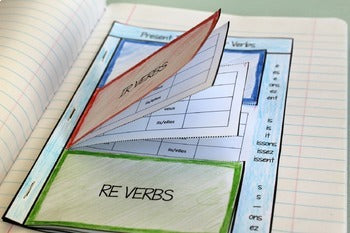 French Regular Present Tense Verbs Interactive Notebook Flapbook