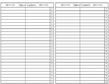 Bilingual Interactive Notebook Table of Contents / Índice