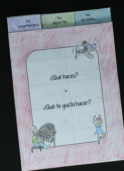 Pastimes and Action Verbs Booklet in Spanish for Interactive Notebooks