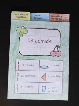 La comida Vocabulary Booklet for Interactive Notebooks in Spanish