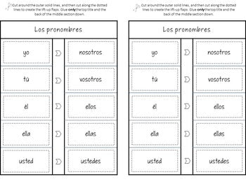 Pronoun Flip-Flaps for Interactive Notebooks in Spanish