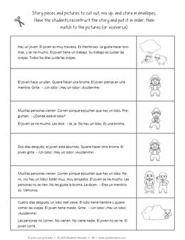 El joven que grita lobo Story and Activity Pack (Boy Who Cried Wolf in Spanish)