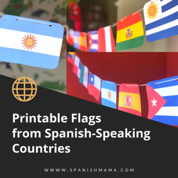 Printable Flag Banner from Spanish-Speaking Countries in Spanish and English