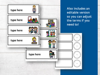 Class Schedule Cards (Bilingual Labels for Pocket Chart - Horario Diario)