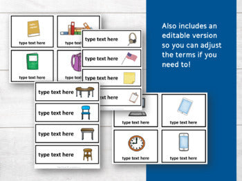 Spanish Classroom Objects Labels and Posters