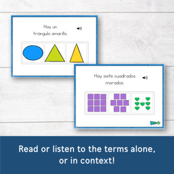 Numbers, Colors and Shapes in Spanish Boom Cards