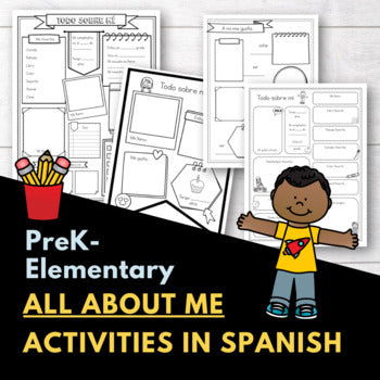 All About Me - Todo sobre mí Spanish Activities for PreK - Elementary