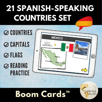 Spanish-Speaking Countries, Capitals, and Flags Boom Cards