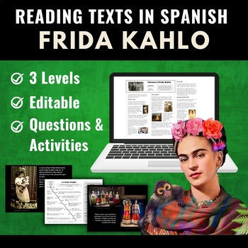 Frida Kahlo Reading Passages, Biography Slides, and Activities in Spanish