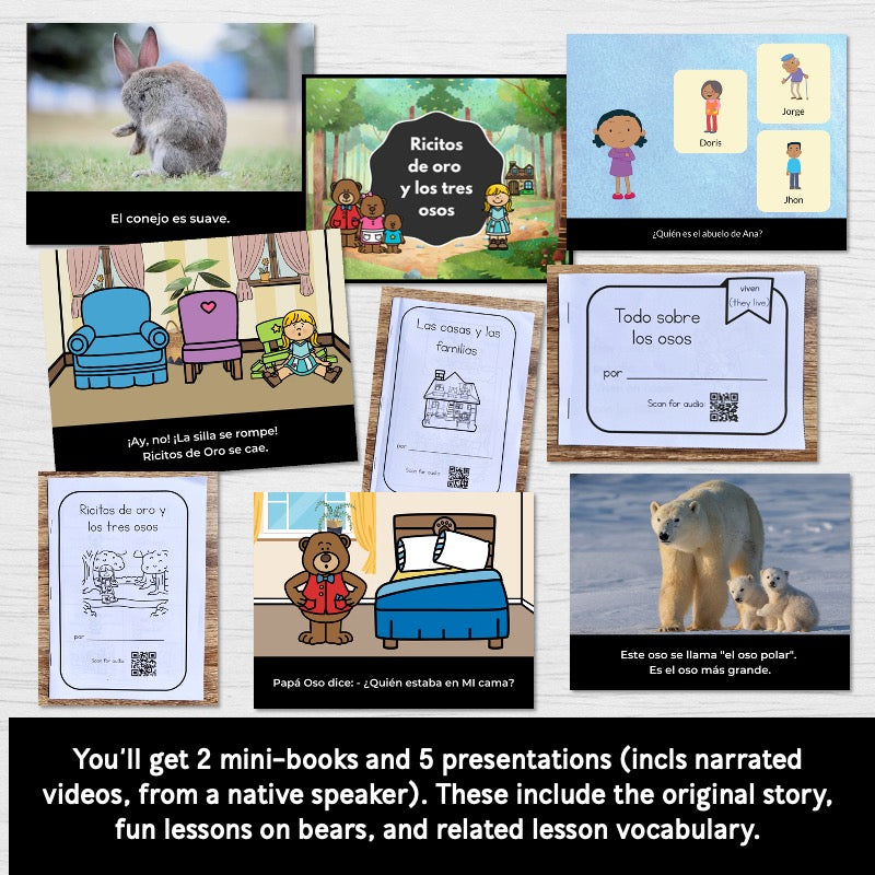 Ricitos de Oro (Goldilocks and the Three Bears) Spanish Unit