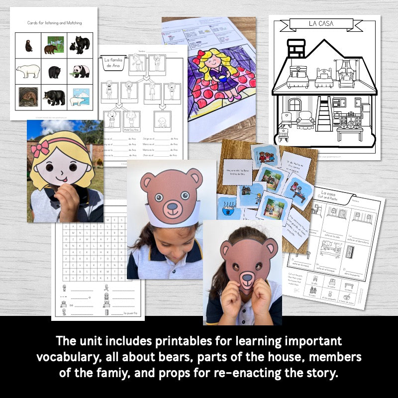 Ricitos de Oro (Goldilocks and the Three Bears) Spanish Unit