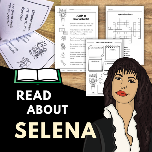 Selena Quintanilla Mini-Book, Reading Text, & Activities in Spanish and English