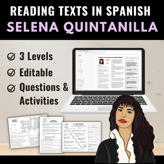 Selena Quintanilla Reading Passages and Activities in Spanish