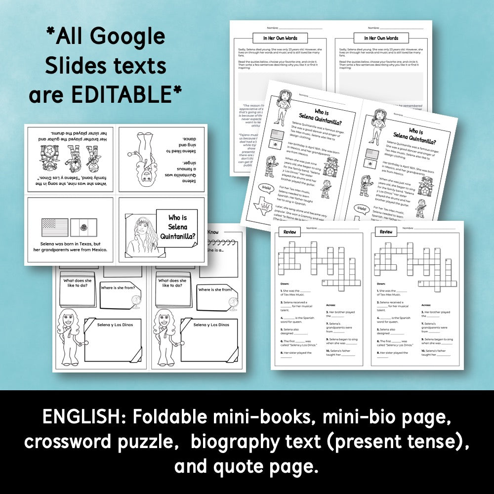 Sonia Sotomayor Mini-Book, Reading Text, & Activities in Spanish and English