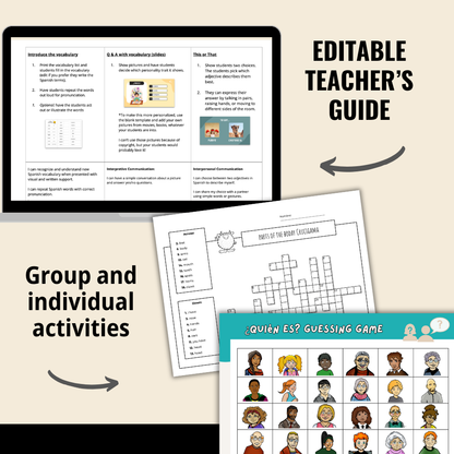 Monsters Elementary Spanish Unit - Tener and Body Parts