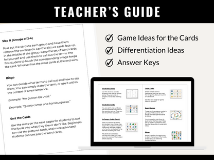 Clothing in Spanish Vocabulary Games (Card Games, Flashcards, Crossword, and Word Search)