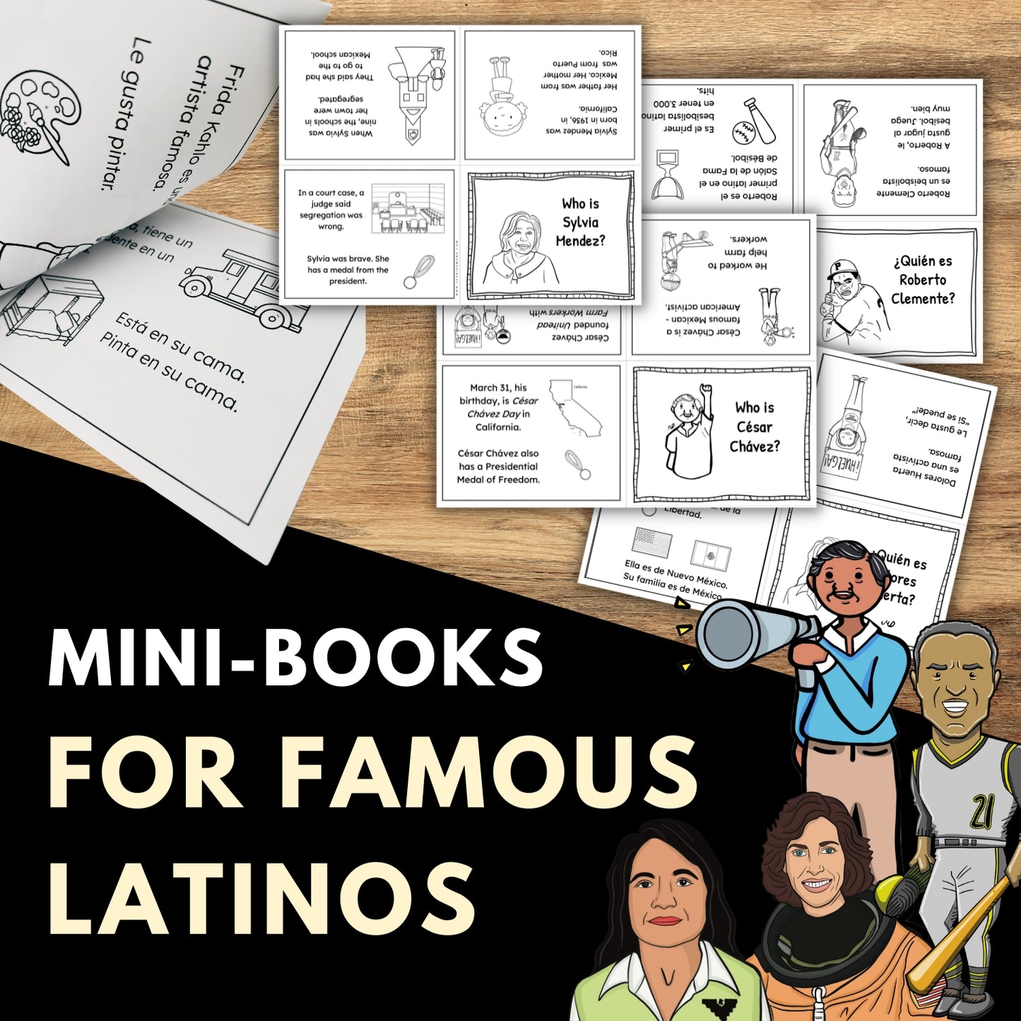 Famous Latinos for Kids Mini-Books (Bilingual, in Spanish and English)