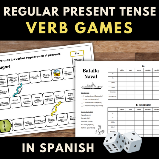 8 No-Prep, Editable Games for Regular Verbs in Spanish (Present Tense)