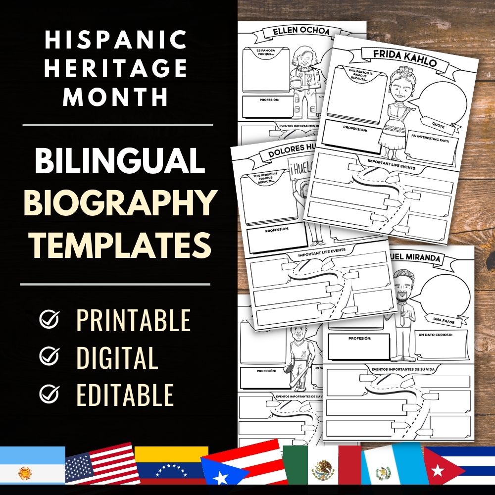 Bilingual Biography Project Templates for Hispanic Heritage Month