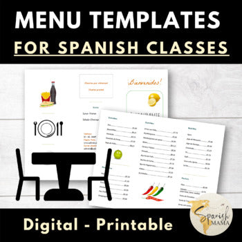 Menu in Spanish for Practicing Restaurant Vocabulary