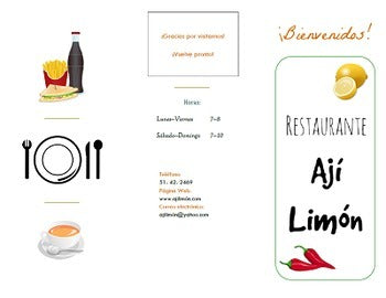 Menu in Spanish for Practicing Restaurant Vocabulary