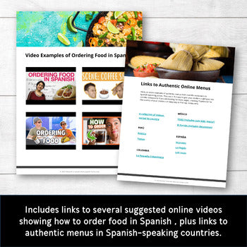 Menu in Spanish for Practicing Restaurant Vocabulary