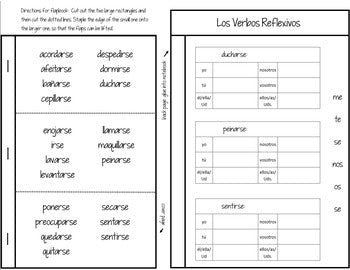 Spanish Interactive Verbs Flapbook (Reflexive Verbs)