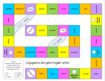 Regular Verbs in Spanish: Dice Games for Reviewing