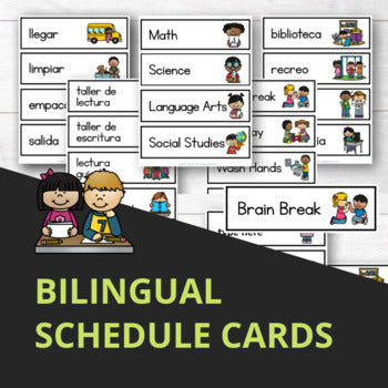 Class Schedule Cards (Bilingual Labels for Pocket Chart - Horario Diario)