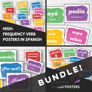 Rainbow Posters for Question Words & Sweet Sixteen Verbs – Spanish Mama