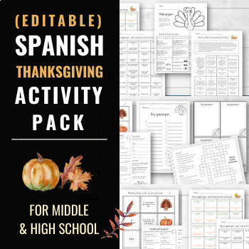 Spanish Thanksgiving Activity Pack for Middle and High School
