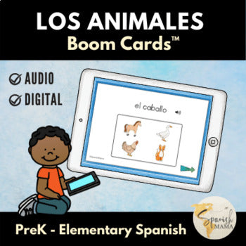 Pets, Bugs, Zoo, Ocean, and Farm Animals Boom Cards in Spanish