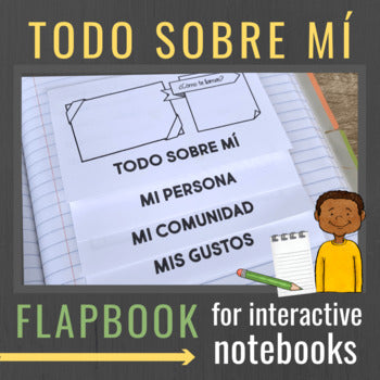 All About Me Spanish Interactive Notebook Flapbook (Editable)