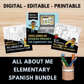 All About Me Spanish Activities Bundle for Elementary Students