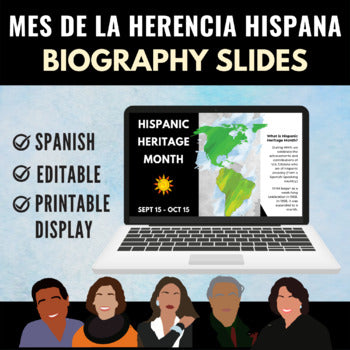 Hispanic Heritage Month Biography Slides in Spanish (for Reading or Decoration)